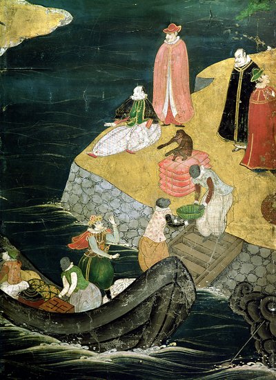 The Arrival of the Portuguese in Japan (detail) by Japanese School